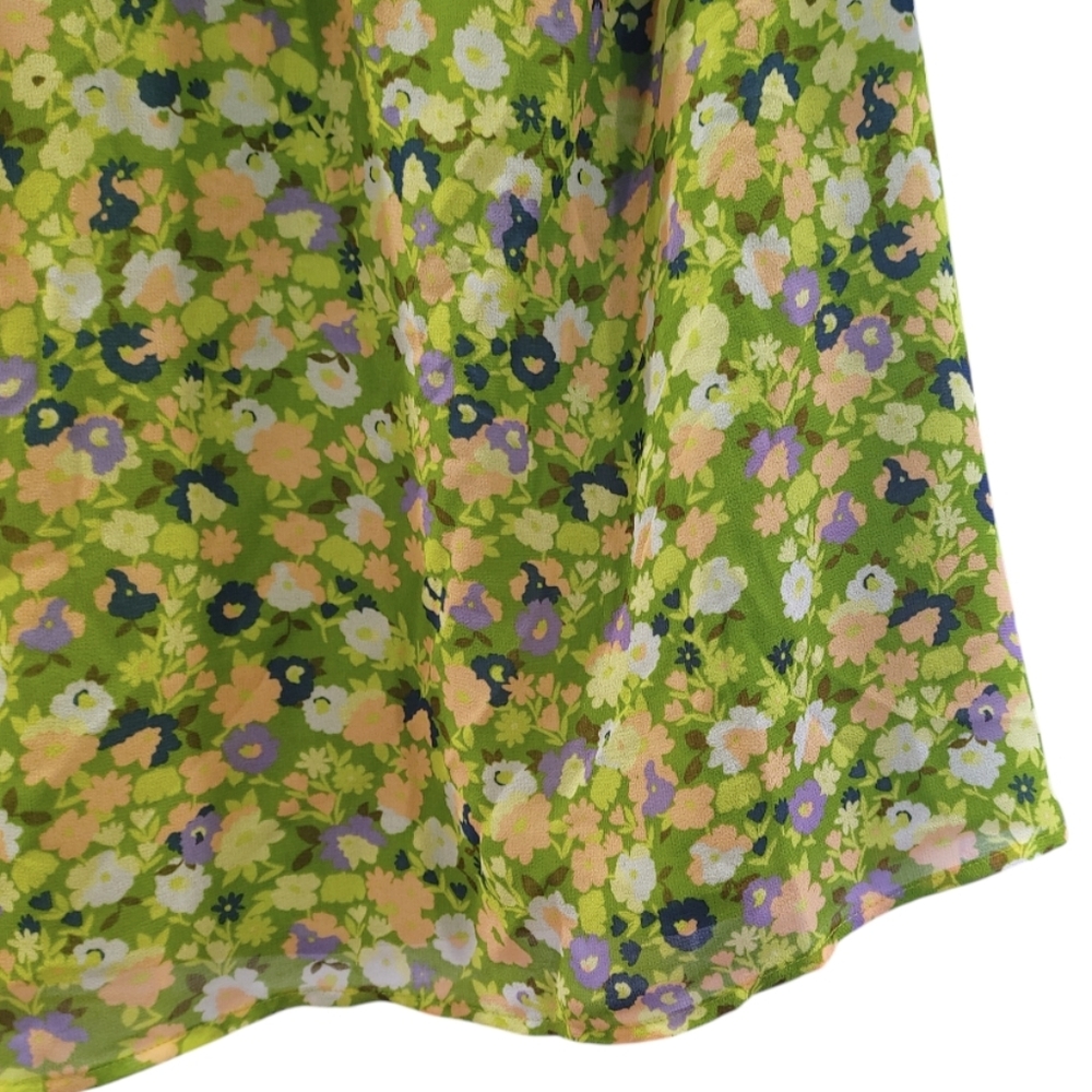 Modcloth Green Floral Short Sleeve Peasant Shirt Top Women's Plus Size 2X - Picture 7 of 10